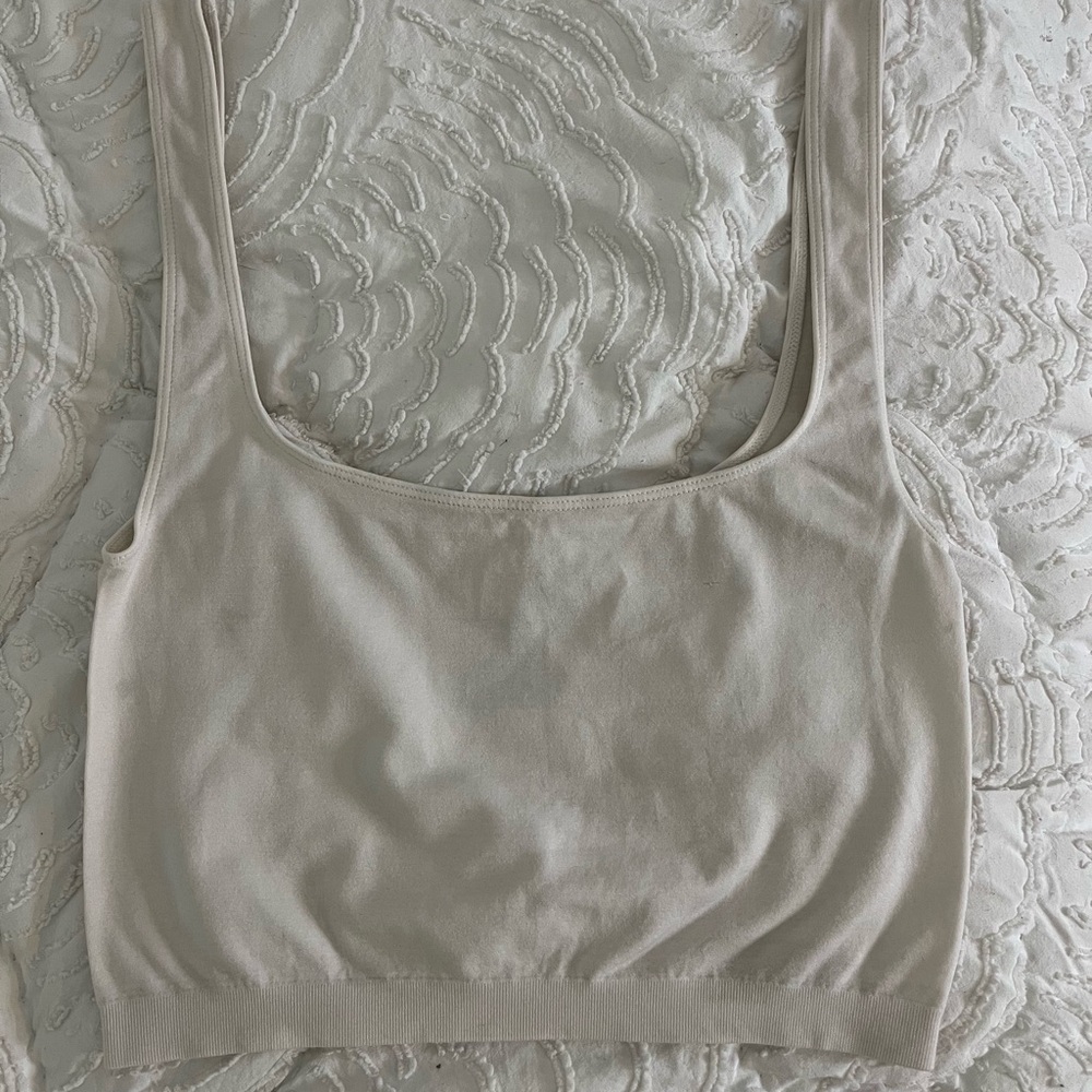 White Cropped Tank Top - Picture 1 of 2